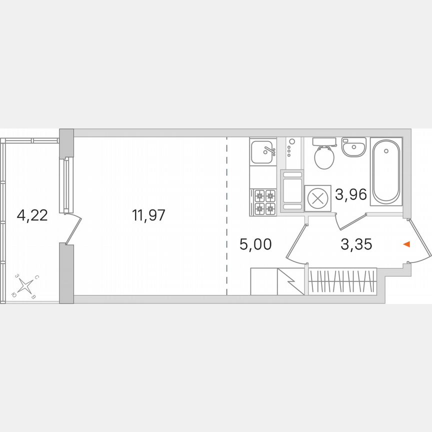Квартира-студия, 25,6 м², 8/8 эт.
