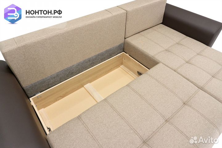 Диван угловой еврокнижка Амстердам бежевый