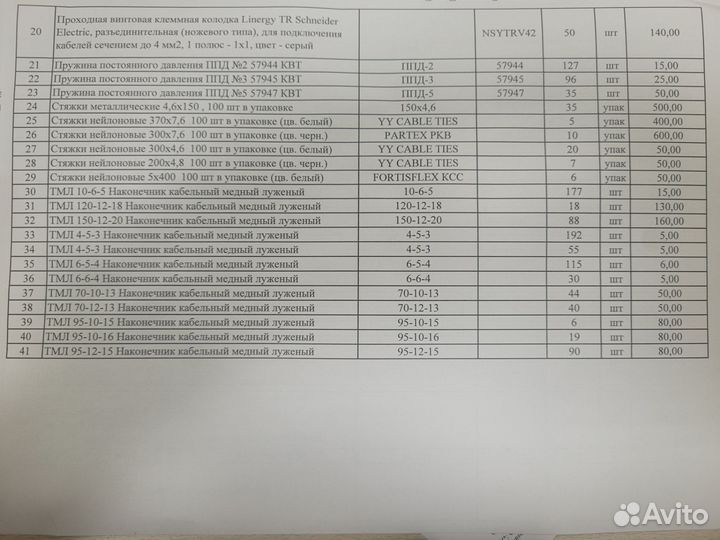 Наконечники тмл, хомуты кабельные, изолента