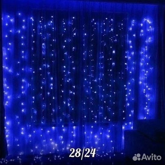 Новогодняя гирлянда штора