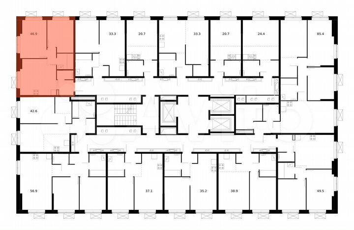 2-к. квартира, 46,9 м², 9/22 эт.