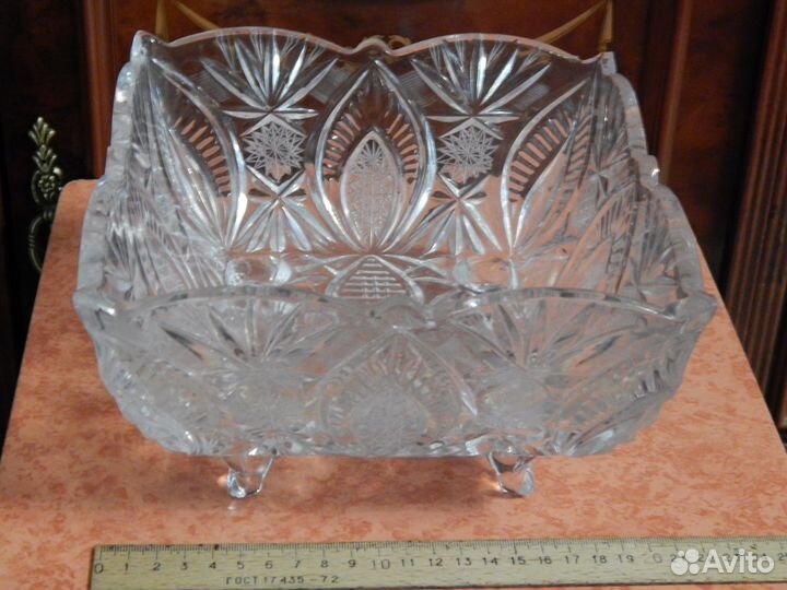Хрустальная ваза - фруктовница. 70 - е годы СССР
