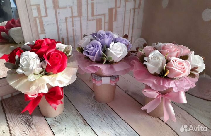 Букет комплимент из мыльных роз