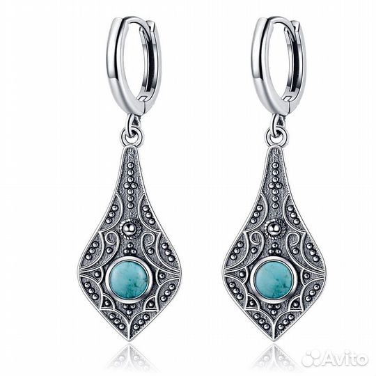 Серьги серебряные Бирюза