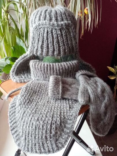 Шапка ушанка, снуд, варежки