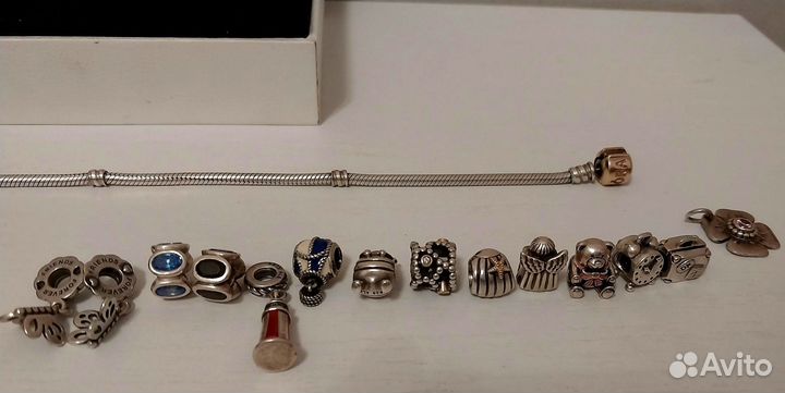 Браслет серебряный Pandora с шармами оригинал
