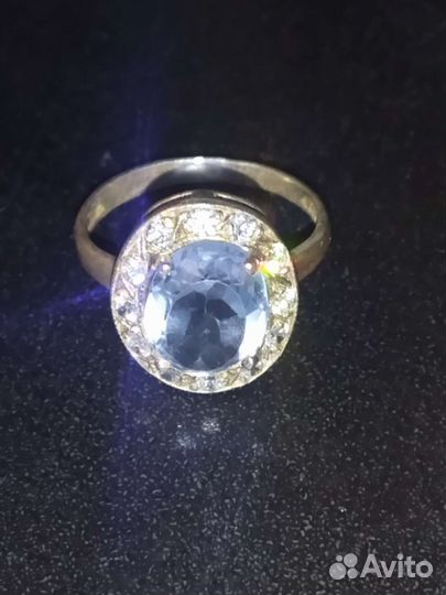Серебряное кольцо 925, с топазом и фианитами