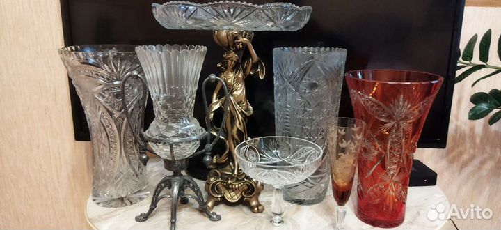 Вазы. Цветной хрусталь. Винтаж