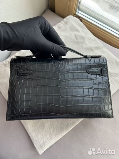 Сумка Hermes Mini kelly pochette croco black