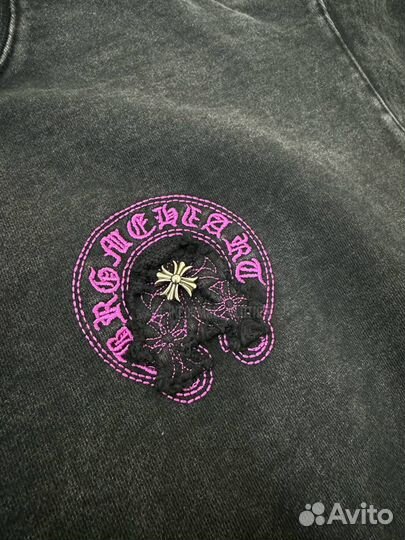 Свитшот Chrome Hearts черный с розовым