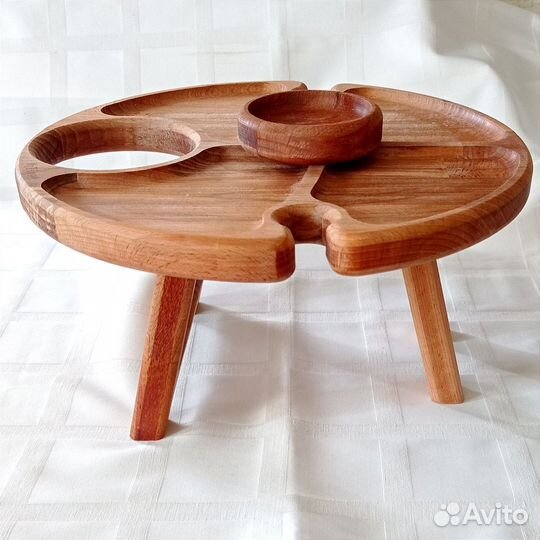 Винный столик деревянный с менажницей My Tinga