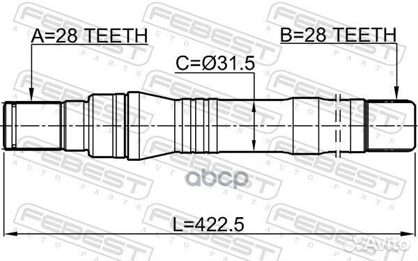 Полуось правая 28X423X28 1212sfcmat Febest