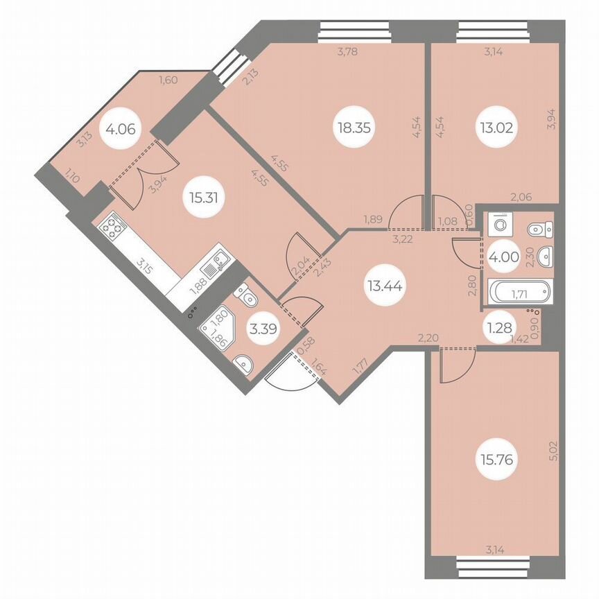 3-к. квартира, 86 м², 10/20 эт.