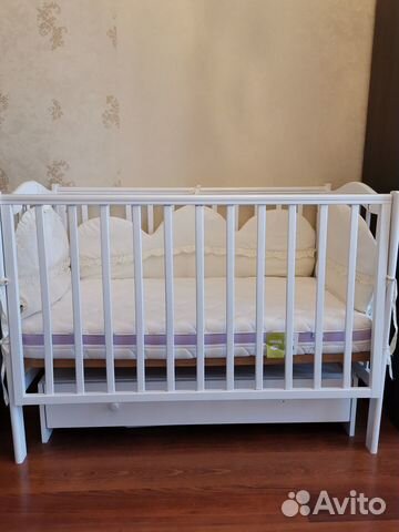 Детская кроватка с ящиком и матрасом 120X60