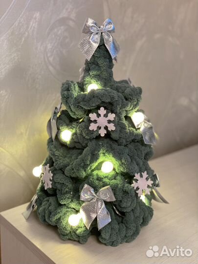 Елка вязаная handmade из плюшевой пряжи