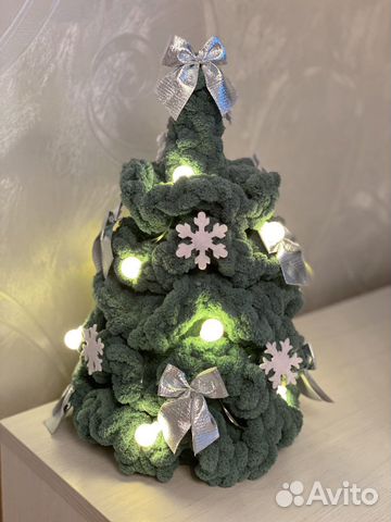 Елка вязаная handmade из плюшевой пряжи