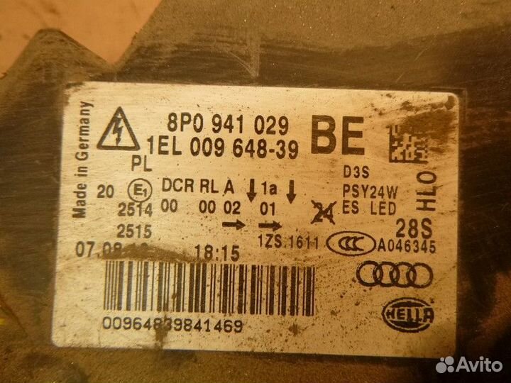 Фара левая audi A3 A3 8PA 2004