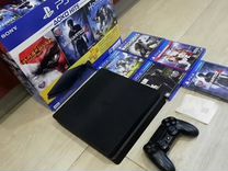 Sony PS4 slim + 100 игр в консоле + коробка