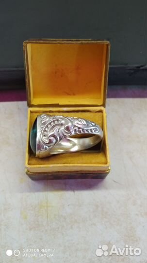 Винтажный перстень серебро с турмалином