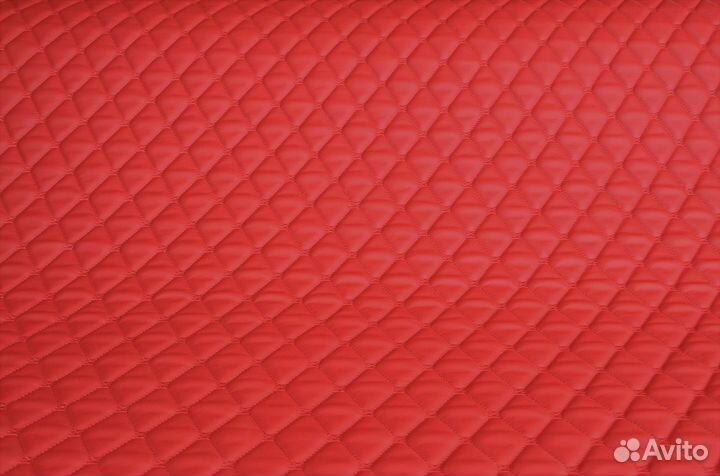 Стеганая экокожа красная рисунок ромб