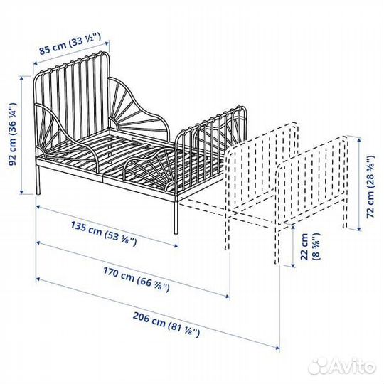 Раздвижная детская кровать minnen (миннен) IKEA