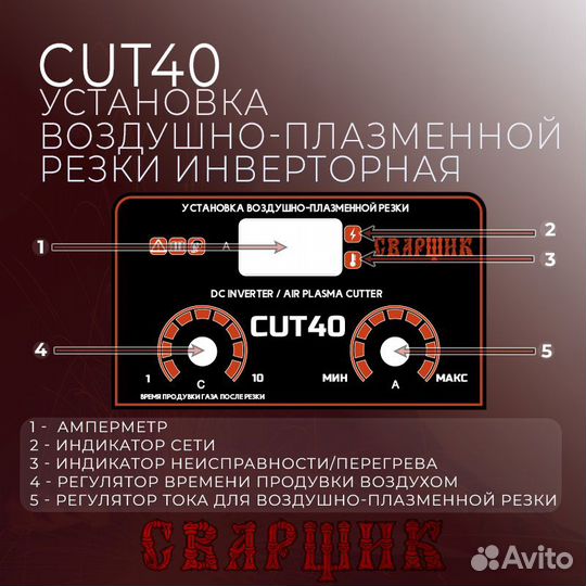 Аппарат воздушно-плазменной резки сварщик CUT-40