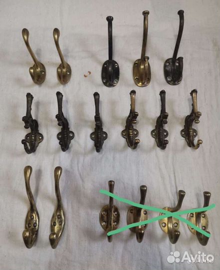 Вешалка крючки старинные бронза латунь