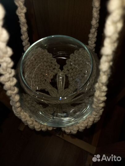 Кашпо для цветов подвесное макраме