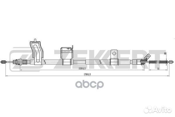 Трос стояночного тормоза левый Nissan Qashqai