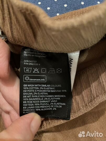 Брюки для девочки вельветовые H&M р-р 98