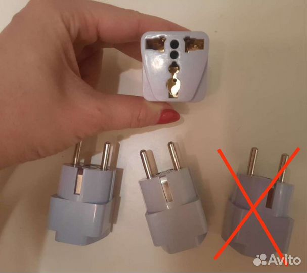 Штепсель переходник вилка с 4 типов на европейский