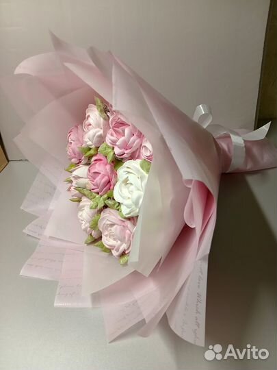 Съедобный букет из зефира пионы