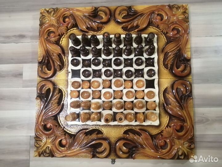 Шашки, нарды, шахматы (3 в 1) ручной работы