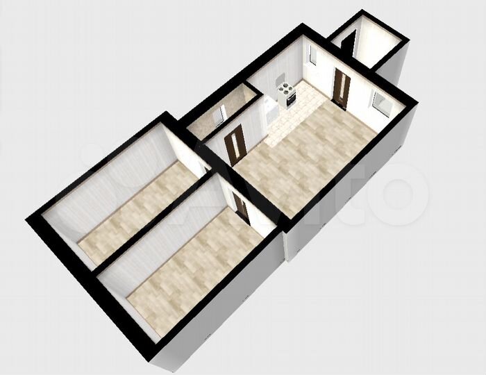 2-к. квартира, 52,3 м², 1/1 эт.