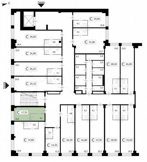 Апартаменты-студия, 17,3 м², 3/8 эт.