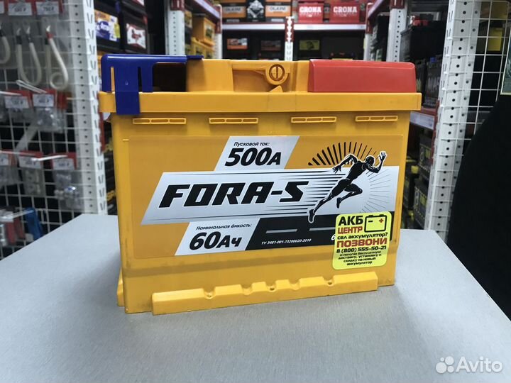 Аккумулятор Fora-S 60Ah, пусковой 500А обратная
