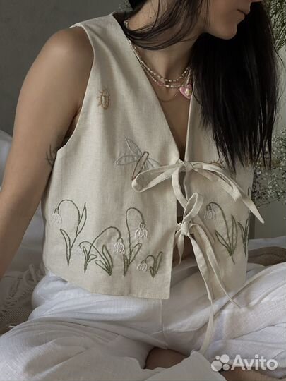 Льняная жилетка