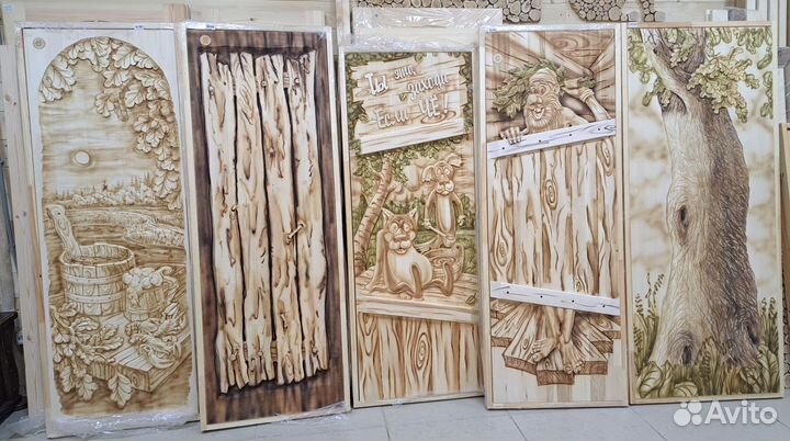 Деревянные резные двери из липы