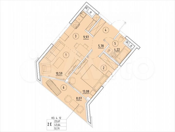 2-к. квартира, 51,7 м², 11/20 эт.