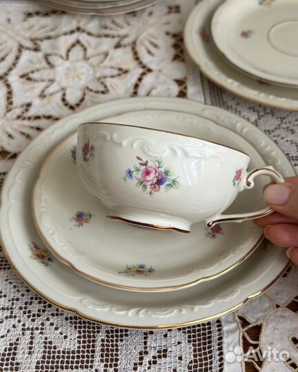 Винтажные чайно-кофейные пары и тарелки, Edelstein