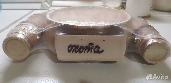 Набор глиняный графин/фляжка, стаканы