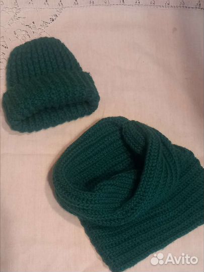 Шапка и снуд, ручная вязка, новый