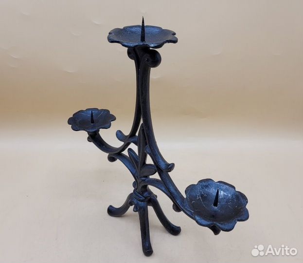 Подсвечник на 3 свечи ажурный Касли Куса 27*27 см