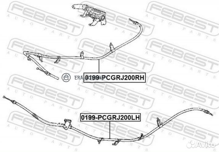 Febest 0199-pcgrj200RH трос ручного тормоза правый