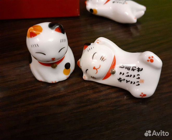 Керамические фигурки кошек фэн-шуй 5 шт