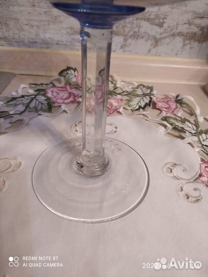 Ваза,фруктовница.Синий хрусталь,стекло,резьба