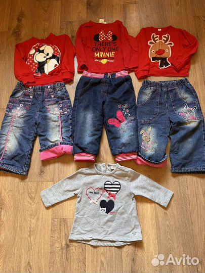 Джинсы утеплен Пакет набор на девоч12 мес в идеале