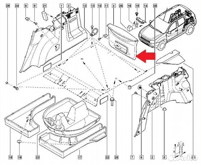 Обшивка крышки багажника Renault Duster F4R 2020