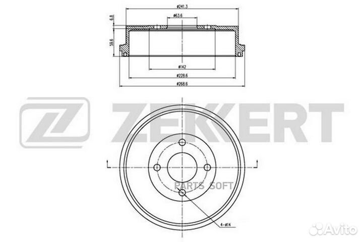 Zekkert BS-5533 Барабан торм. задн. Ford Mondeo I II 93