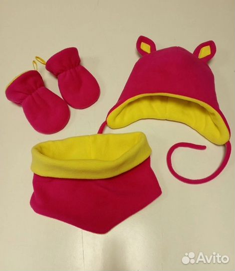 Комплект шапка снуд варежки